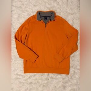 Arrow Men's Orange Zip-Up Pullover Fleece Sweater